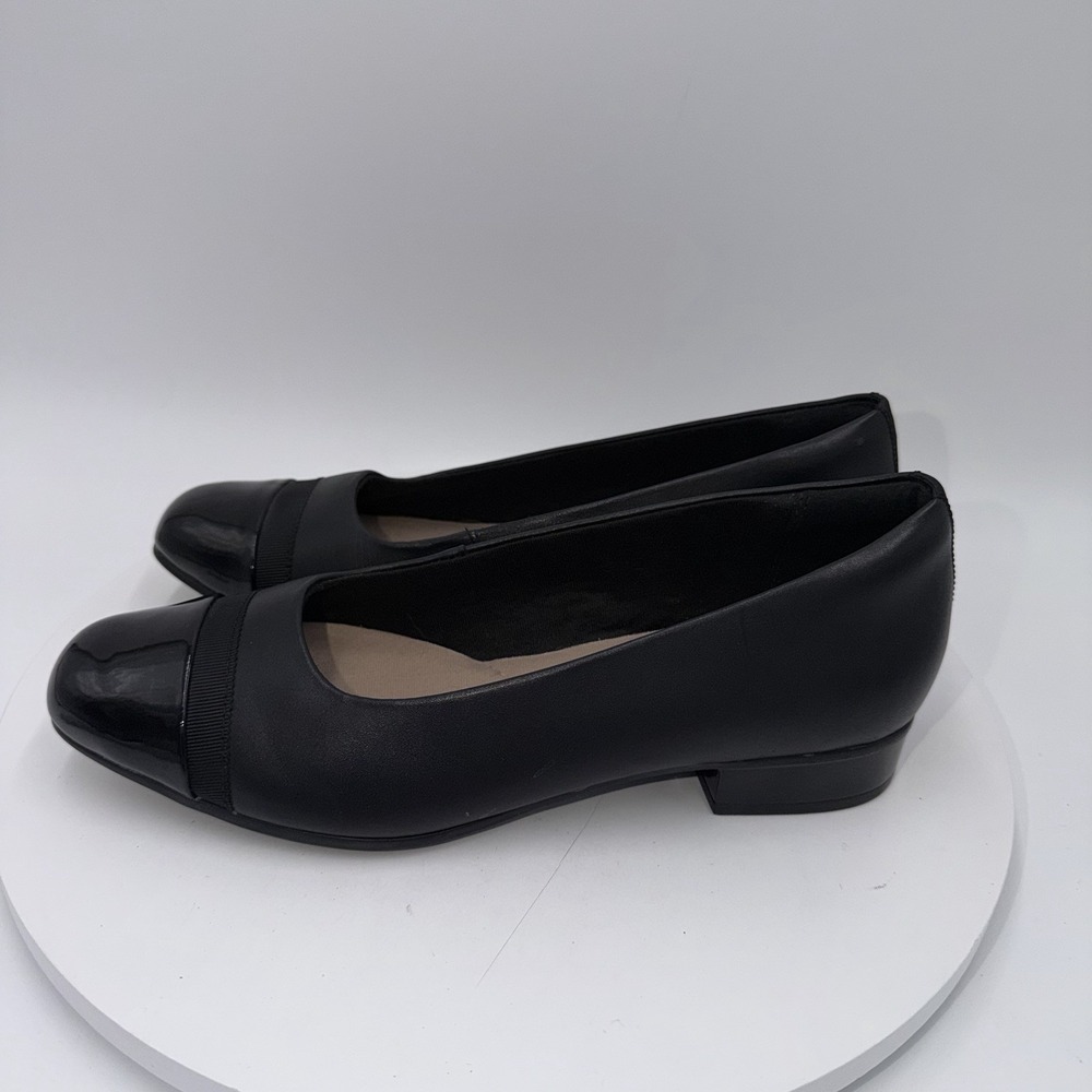 Clarks Juliet Monte Pump Shoes Womens 8.5 M Casual Heels Leather Black